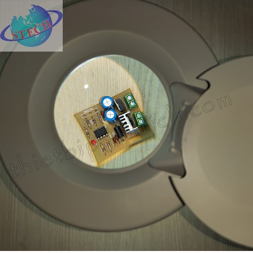 Kính lúp công nghiệp để bàn, thân gập, gương tròn LT-86C 5X LED 