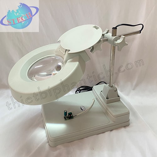 Kính lúp công nghiệp để bàn, thân cọc, gương tròn LT-86B 20X Led 