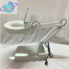 Kính lúp công nghiệp để bàn, thân gập, gương tròn LT-86C 10X LED
