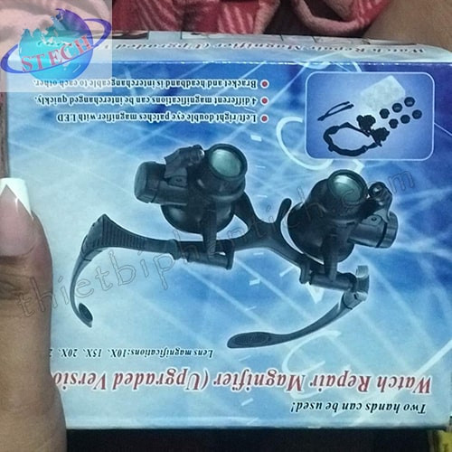 Kính lúp đeo mắt nhiều độ phóng đại LT-86K (10X, 15X, 20X và 25X) LED, nguồn Pin 