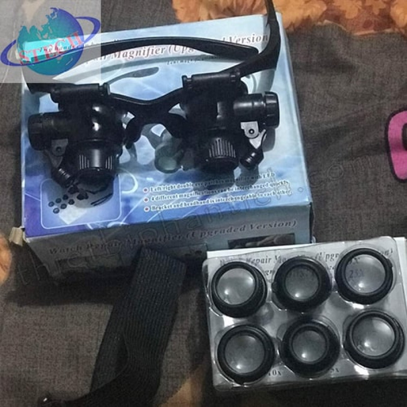 Kính lúp đeo mắt nhiều độ phóng đại LT-86K (10X, 15X, 20X và 25X) LED, nguồn Pin