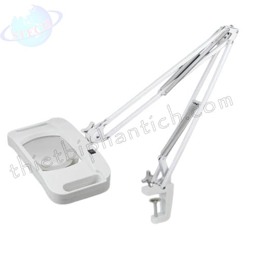Kính lúp công nghiệp, kẹp bàn, thân gập, thấu kính chữ nhật xanh LT-86G 10X LED