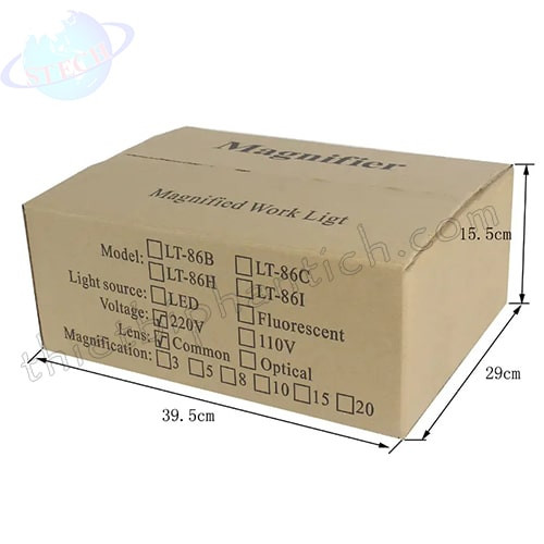 Kính lúp công nghiệp thân gập, thấu kính chữ nhật trắng, để bàn LT-86I 10X LED 