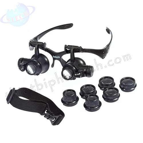 Kính lúp đeo mắt nhiều độ phóng đại LT-86K (10X, 15X, 20X và 25X) LED, nguồn Pin 