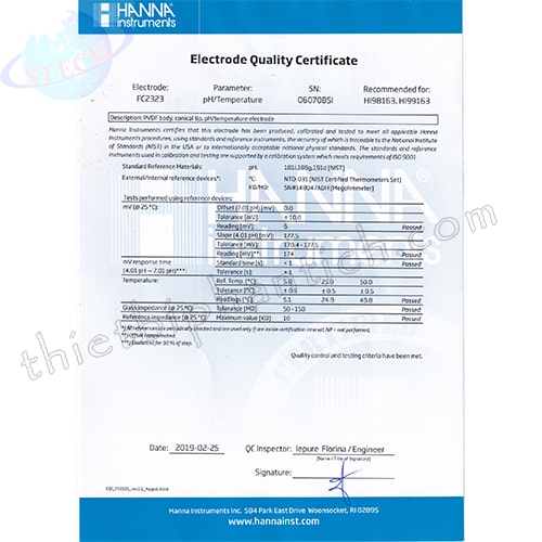 Điện Cực pH Chuyên Cho Các Sản Phẩm Thịt, Cổng Quick DIN Hanna - USA FC2323