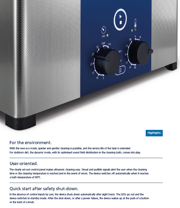 Tính năng dòng bể rửa siêu âm cơ bản ELMA EASY series